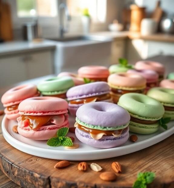 almond ganache filled macarons