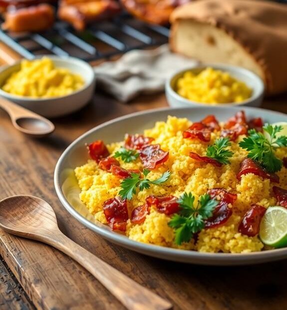 bacon infused cassava flour dish