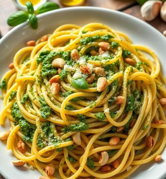 basil pesto pasta dish