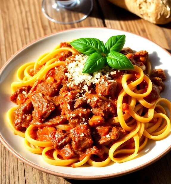 bolognese pasta with tagliatelle