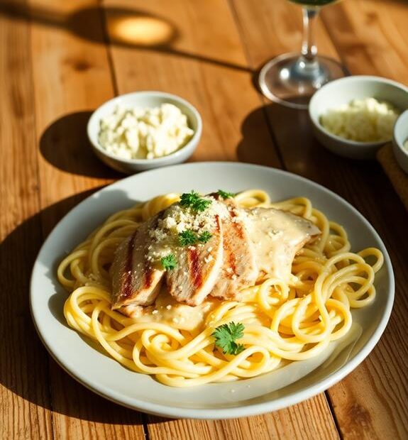 creamy chicken alfredo dish