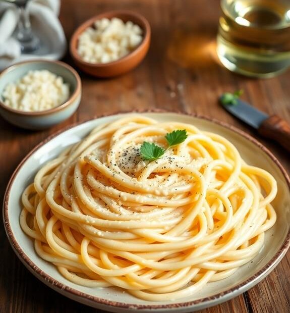 creamy fettuccine alfredo dish