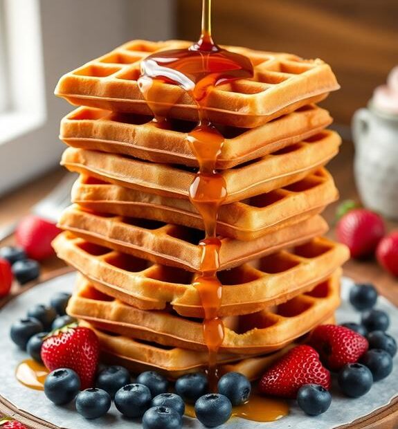 crispy fluffy waffles syrup