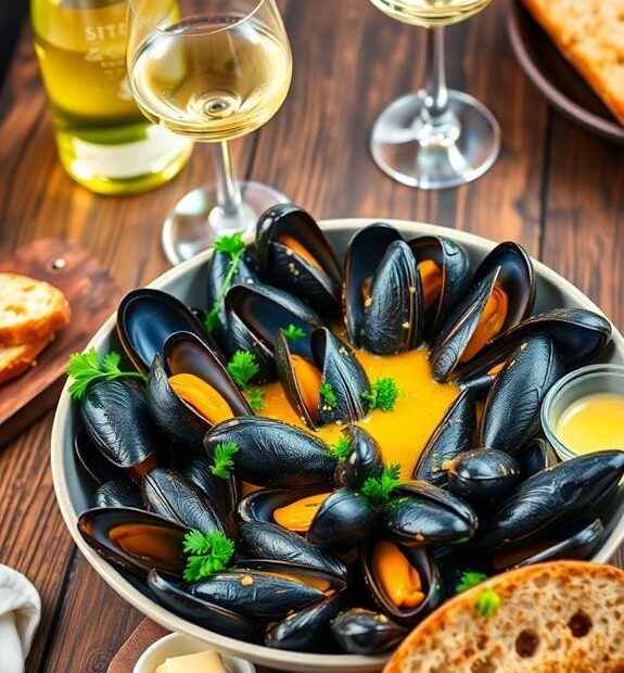 garlic white wine mussels