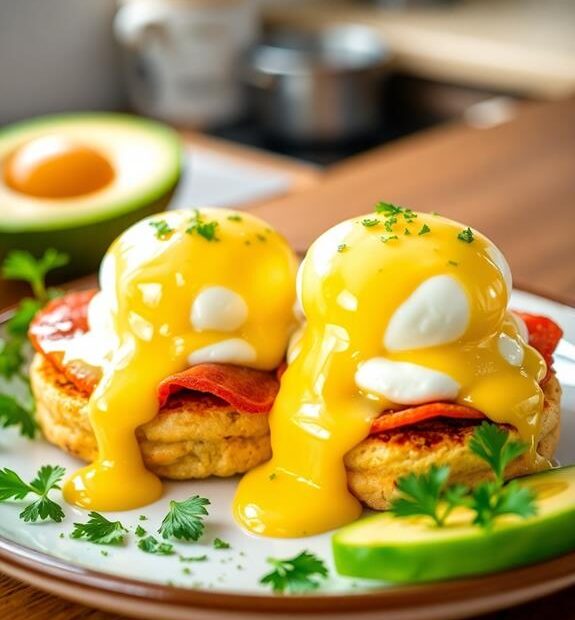 poached eggs english muffins