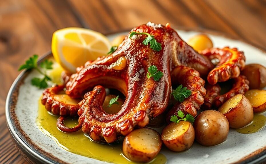 roasted octopus with potatoes