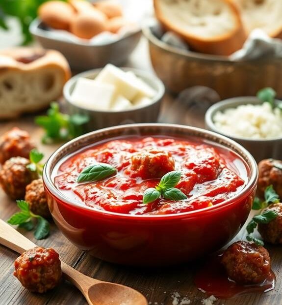 savory meatballs in marinara