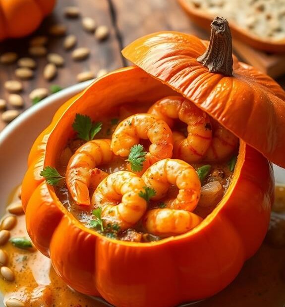 shrimp stuffed pumpkin dish