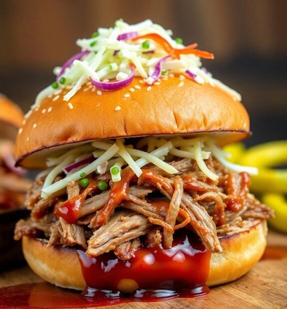 slow cooked pulled pork sandwich