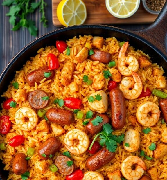 spicy jambalaya with proteins