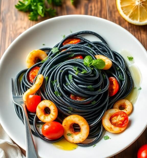 squid ink linguine dish